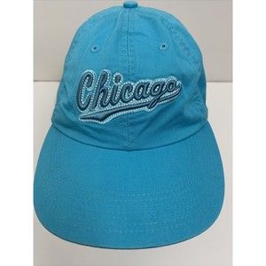 Chicago Light Blue Embroided Adjustable Hat Strap Made by Perrin